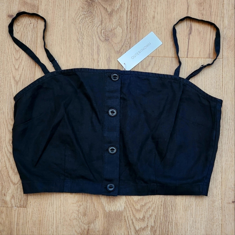 Outerknown Eclipse Linen Tank - Size S Crop Top Adjustable Straps NWT